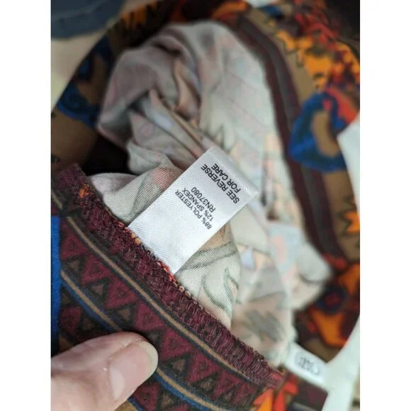 Catos Size XL Skirt Maxi Orange Brown Red Blue Aztec Design Soft - Picture 4 of 5